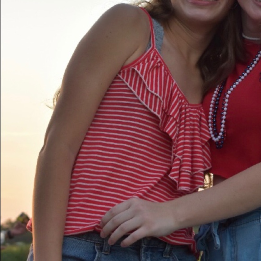 Striped flowy tank top
